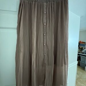 Studio West Taupe Faux Button-Down Maxi Skirt